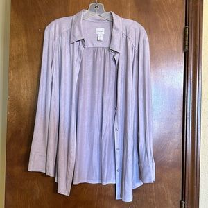 Chico’s Pale pink faux Ultra Suede Blouse — size 3